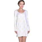 Polka Dots - Cornsilk Yellow on White Long Sleeve Nightdress