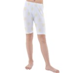 Polka Dots - Cornsilk Yellow on White Kid s Mid Length Swim Shorts