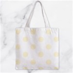 Polka Dots - Cornsilk Yellow on White Zipper Grocery Tote Bag