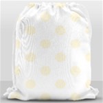 Polka Dots - Cornsilk Yellow on White Drawstring Bag (Large)