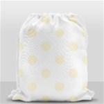 Polka Dots - Cornsilk Yellow on White Drawstring Bag (Small)