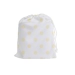 Polka Dots - Cornsilk Yellow on White Drawstring Pouch (L)