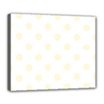Polka Dots - Cornsilk Yellow on White Deluxe Canvas 24  x 20  (Stretched)