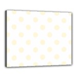 Polka Dots - Cornsilk Yellow on White Canvas 20  x 16  (Stretched)