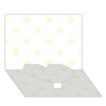 Polka Dots - Cornsilk Yellow on White Heart Bottom 3D Greeting Card (7x5)