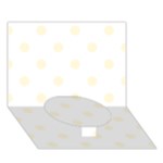 Polka Dots - Cornsilk Yellow on White Circle Bottom 3D Greeting Card (7x5)