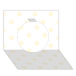 Polka Dots - Cornsilk Yellow on White Circle 3D Greeting Card (7x5)
