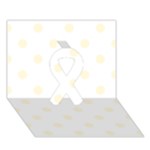Polka Dots - Cornsilk Yellow on White Ribbon 3D Greeting Card (7x5)