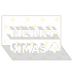 Polka Dots - Cornsilk Yellow on White Merry Xmas 3D Greeting Card (8x4)
