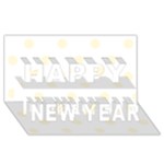 Polka Dots - Cornsilk Yellow on White Happy New Year 3D Greeting Card (8x4)