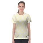 Polka Dots - White on Cream Yellow Women s Sport Mesh Tee