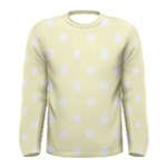 Polka Dots - White on Cream Yellow Men s Long Sleeve T-shirt