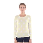 Polka Dots - White on Cream Yellow Women s Long Sleeve T-shirt