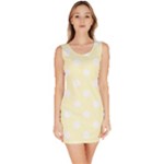 Polka Dots - White on Cream Yellow Bodycon Dress
