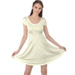 Polka Dots - White on Cream Yellow Cap Sleeve Dress