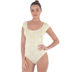 Polka Dots - White on Cream Yellow Short Sleeve Leotard (Ladies)