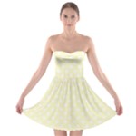 Polka Dots - White on Cream Yellow Strapless Bra Top Dress