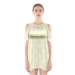 Polka Dots - White on Cream Yellow Women s Cutout Shoulder Dress