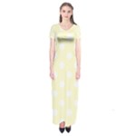 Polka Dots - White on Cream Yellow Short Sleeve Maxi Dress