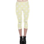 Polka Dots - White on Cream Yellow Capri Leggings