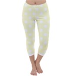 Polka Dots - White on Cream Yellow Capri Winter Leggings