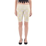 Polka Dots - White on Cream Yellow Yoga Cropped Leggings