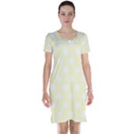 Polka Dots - White on Cream Yellow Short Sleeve Nightdress