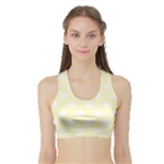 Polka Dots - White on Cream Yellow Women s Sports Bra with Border
