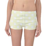 Polka Dots - White on Cream Yellow Reversible Boyleg Bikini Bottoms