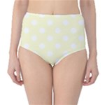 Polka Dots - White on Cream Yellow High-Waist Bikini Bottoms