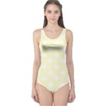 Polka Dots - White on Cream Yellow One Piece Swimsuit