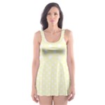 Polka Dots - White on Cream Yellow Skater Dress Swimsuit
