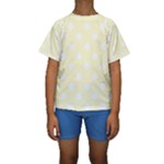 Polka Dots - White on Cream Yellow Kid s Short Sleeve Swimwear