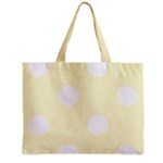 Polka Dots - White on Cream Yellow Zipper Mini Tote Bag