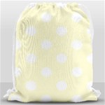 Polka Dots - White on Cream Yellow Drawstring Bag (Large)