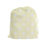 Polka Dots - White on Cream Yellow Drawstring Pouch (XL)