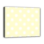 Polka Dots - White on Cream Yellow Deluxe Canvas 20  x 16  (Stretched)