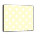 Polka Dots - White on Cream Yellow Deluxe Canvas 24  x 20  (Stretched)
