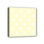 Polka Dots - White on Cream Yellow Mini Canvas 4  x 4  (Stretched)