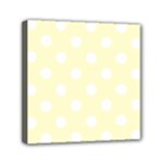Polka Dots - White on Cream Yellow Mini Canvas 6  x 6  (Stretched)