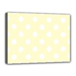 Polka Dots - White on Cream Yellow Canvas 16  x 12  (Stretched)