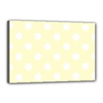 Polka Dots - White on Cream Yellow Canvas 18  x 12  (Stretched)