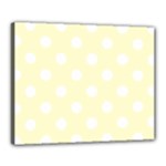 Polka Dots - White on Cream Yellow Canvas 20  x 16  (Stretched)
