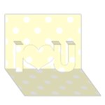 Polka Dots - White on Cream Yellow I Love You 3D Greeting Card (7x5)