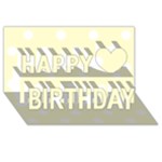 Polka Dots - White on Cream Yellow Happy Birthday 3D Greeting Card (8x4)