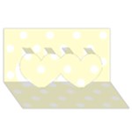 Polka Dots - White on Cream Yellow Twin Hearts 3D Greeting Card (8x4)
