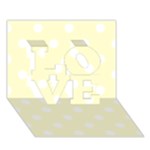 Polka Dots - White on Cream Yellow LOVE 3D Greeting Card (7x5)