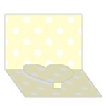 Polka Dots - White on Cream Yellow Heart Bottom 3D Greeting Card (7x5)