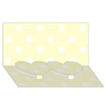 Polka Dots - White on Cream Yellow Twin Heart Bottom 3D Greeting Card (8x4)