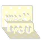 Polka Dots - White on Cream Yellow Miss You 3D Greeting Card (7x5)